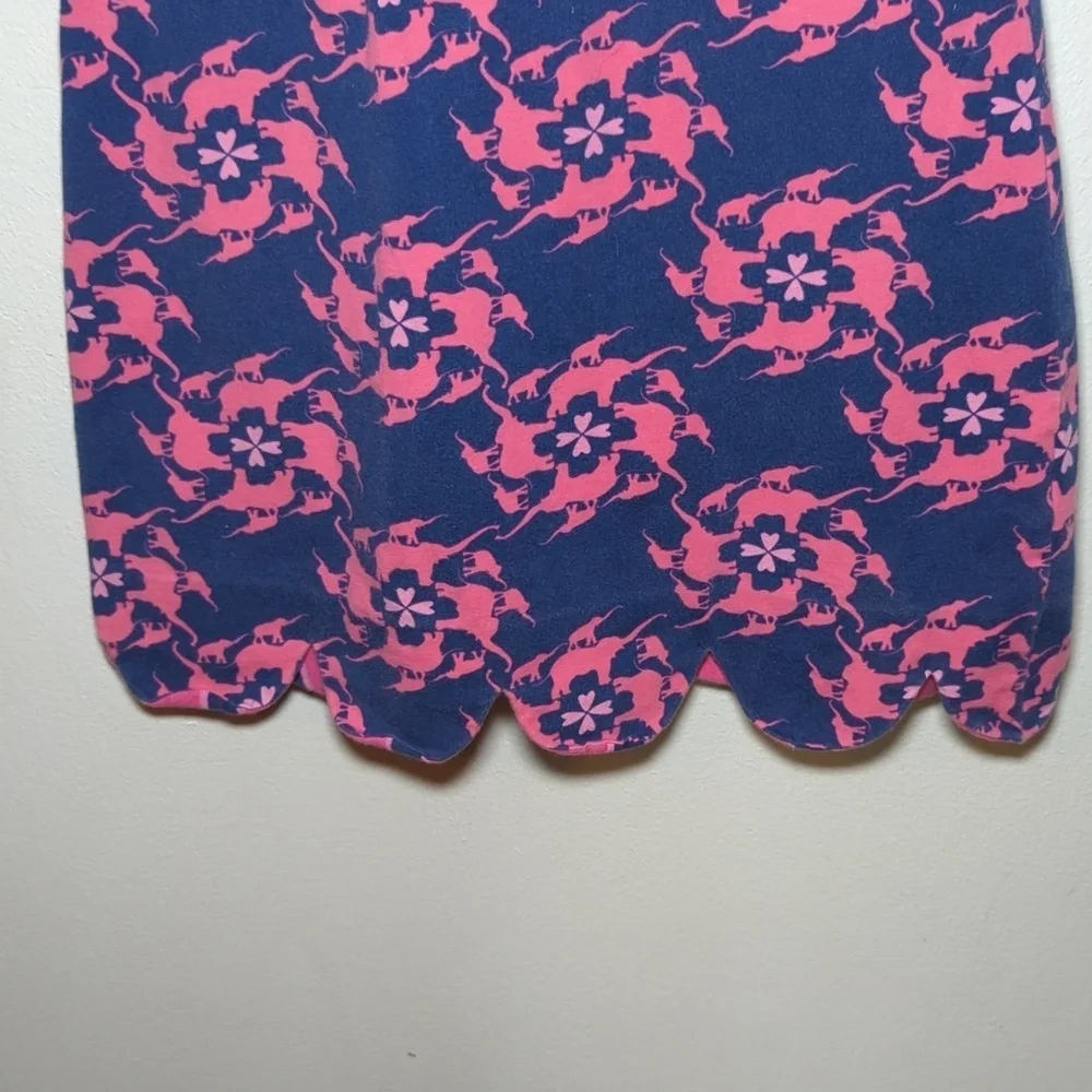 Three Friends Blue and Pink Dress Elbow-Length Sleeves Scallop Hem Girls Size 8